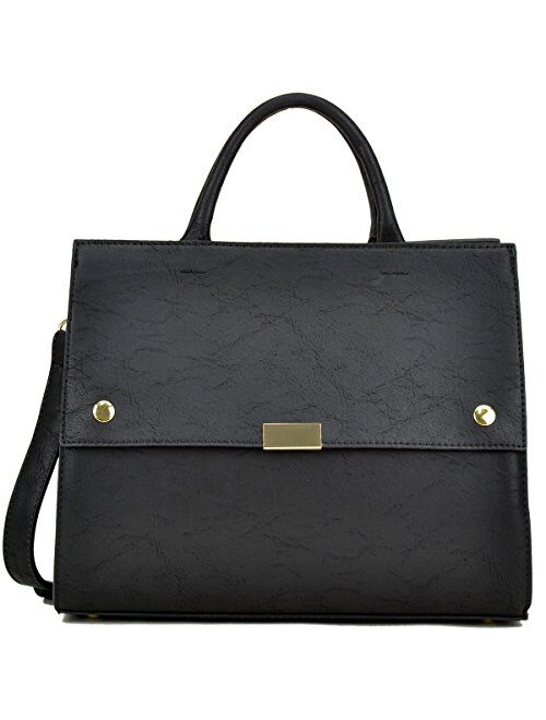 Dasein Handbag for Women Classic Satchel Briefcase Shoulder Bag Designer Purse (Black)