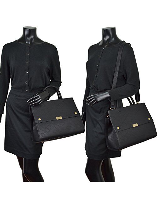 Dasein Handbag for Women Classic Satchel Briefcase Shoulder Bag Designer Purse (Black)