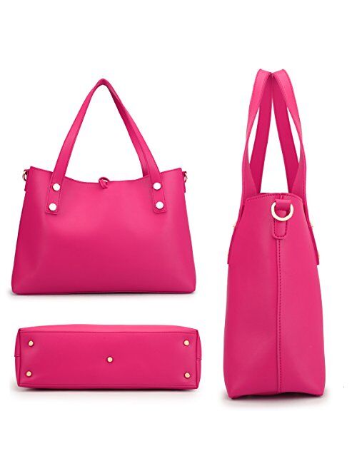DASEIN 2Pcs Women Large Tote Handbag Top Handle Purses Floral Shoulder Bag Fashion Satchel