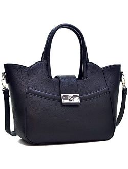 Womens Retro Handbag Flap-over Belt Satchel Purse Top Handle Shoulder Bag