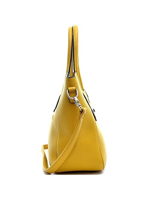 Dasein Womens Retro Handbag Flap-over Belt Satchel Purse Top Handle Shoulder Bag