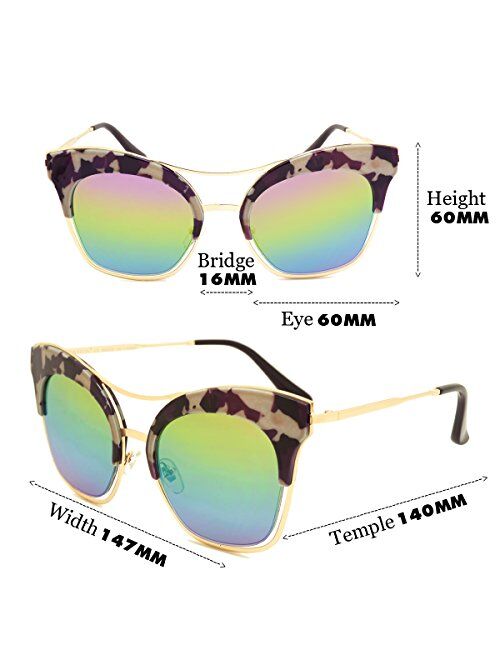 Dasein Trendy Cat-Eye Style Polarized Sunglasses for Women Driving Sun glasses 100% UV Blocking