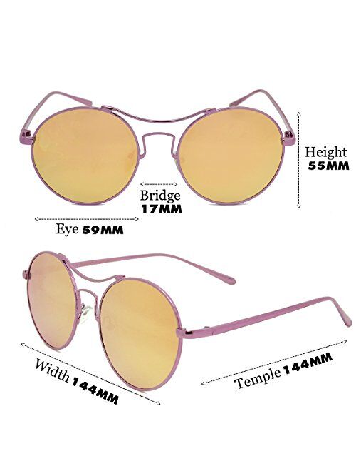 Dasein Small Round Metal Polarized Sunglasses for Women 100% UV 400 protection