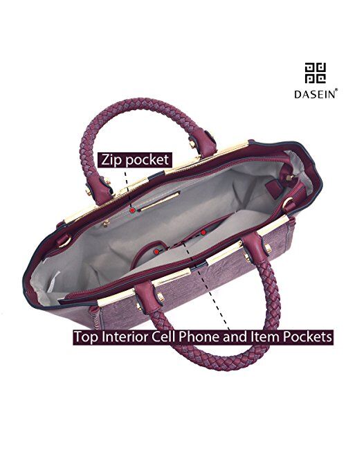 Dasein Two Tone Structured Handbags for Women Satchel Briefcase Flat Bottom Shoulder Bags