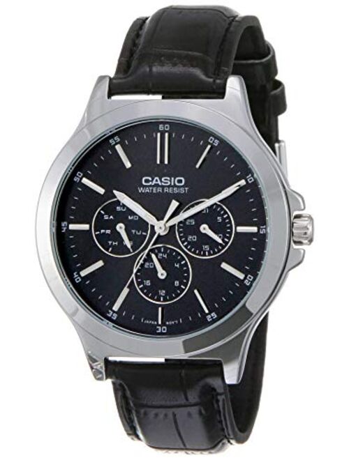 Casio Multi-Dial Black Leather Men's Watch MTP-V300L-1AV