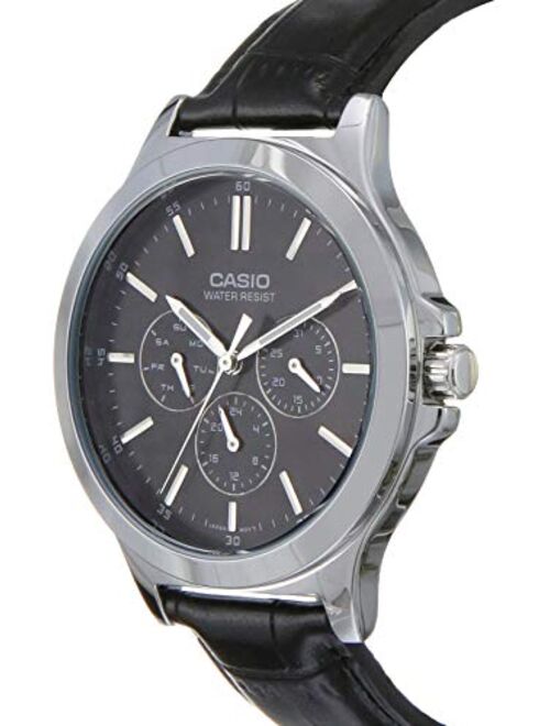 Casio Multi-Dial Black Leather Men's Watch MTP-V300L-1AV