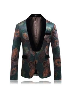 MOGU New Slim Homme Blazer 2019 Spring Casual Fit Floral Suit Mens Flower Blazer Wedding Party Dress Outfit Large 4XL