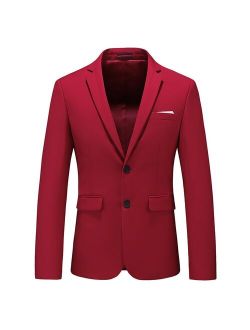 MOGU Men's Spring Autumn Cotton Blazers Fashion Leisure Suit Jacket Wedding Slim Fit Solid Color Blazer Large Size M to 6XL