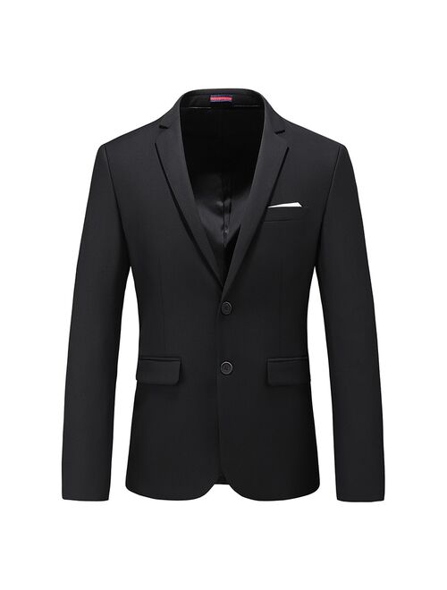 MOGU Men's Spring Autumn Cotton Blazers Fashion Leisure Suit Jacket Wedding Slim Fit Solid Color Blazer Large Size M to 6XL