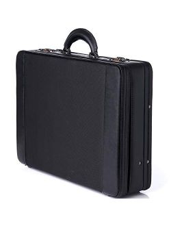 Expandable Attache Case Dual Combination Lock Hard Side Briefcase, Black