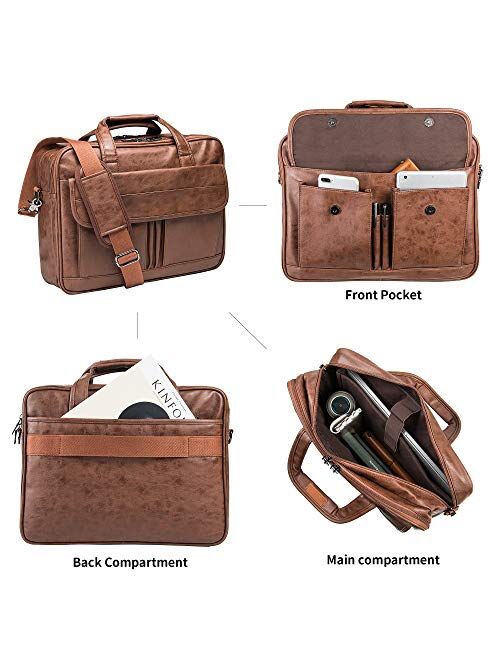 Men's Business Travel Briefcase Leather Handmade Messenger Bags Laptop Bag