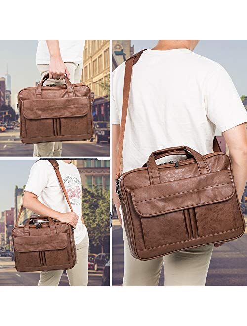 Men's Business Travel Briefcase Leather Handmade Messenger Bags Laptop Bag