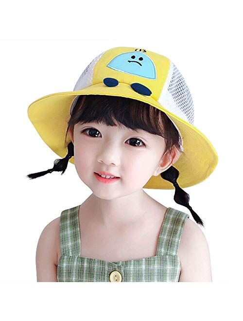Generic Brands Hat UV Protection Bucket Hat with Chin Strap Breathable Mesh Flap Hat Summer Visor Cap Quick Dry Cute Beach Hat for Kids Girls Boys 1-3 Years Old