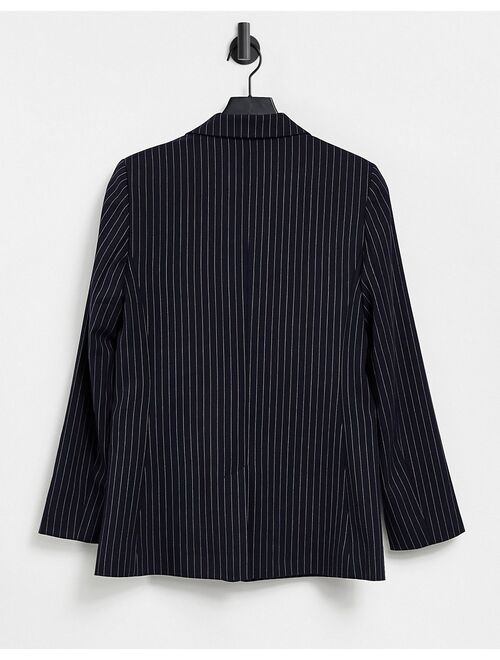 & Other Stories pin stripe jacket in navy blue