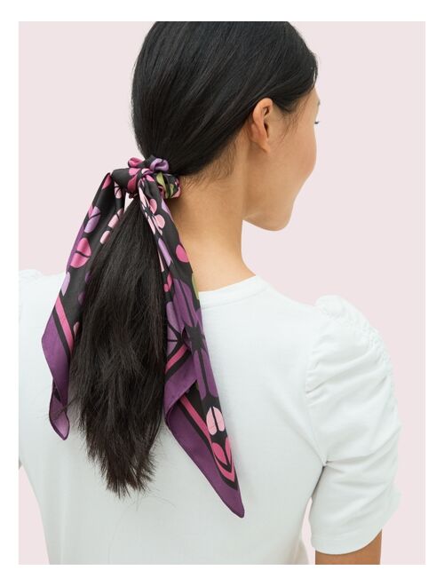 Kate Spade New York Spade Clover Patchwork Silk Convertible Hair tie & Bandana