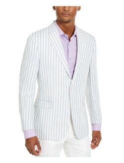 Men's Modern-Fit Blue/White Stripe Sport Coat
