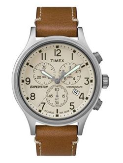 Expedition Scout Cream Dial Leather Strap Men's Watch TW4B09200