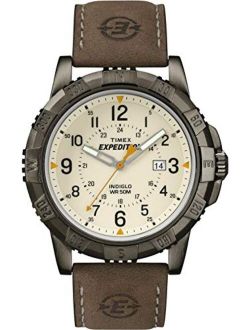 Expedition Men's Quartz Watch with Dial Analogue Digital Display and Rugged Metal Leather Strap