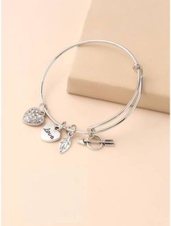 Heart Charm Bangle