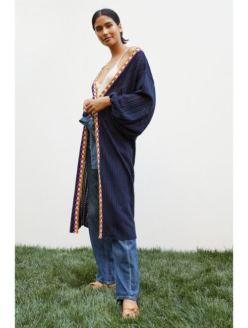 Anthropologie Square Crochet-Trimmed Duster Kimono