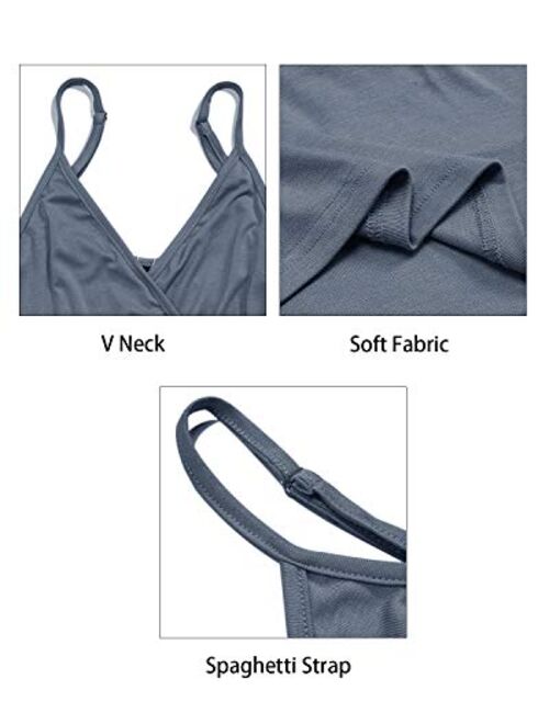 ULTRANICE Women's Casual V Neck Front Wrap Crop Cami Top Spaghetti Strap Shirts