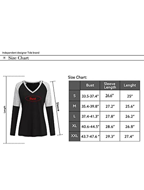 ULTRANICE Casual Tops for Women Short/Long Sleeve T Shirts Blouse V-Neck Color Block Tunic Tops