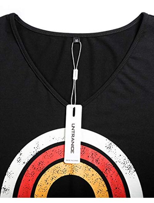 ULTRANICE Women's Casual V Neck Long Sleeve T Shirts Graphic Tee