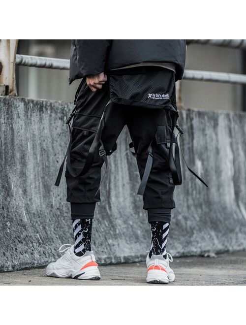 11 BYBB'S DARK Ribbons Multi Pockets Cargo Pants Men Harajuku Casual Track Trouser Hip Hop Streetwear Techwear Pants Joggers Men
