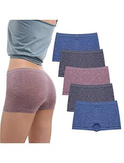 Womens Seamless Underwear Boyshort Ladies Panties Spandex Panty Workout Boxer briefs 5-Pack