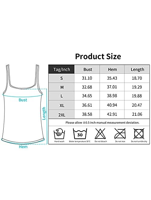 V FOR CITY Women's Cotton Tank Top with Shelf Bra Adjustable Wider Strap Camisole Basic Undershirt