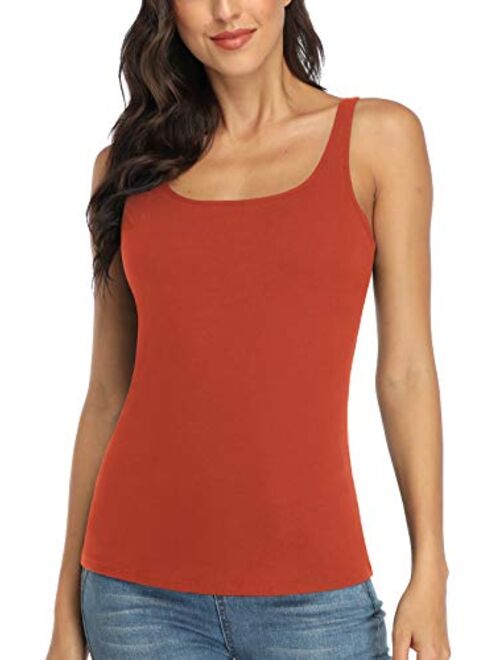 Buy V FOR CITY Women's Cotton Tank Top with Shelf Bra Adjustable Wider  Strap Camisole Basic Undershirt online