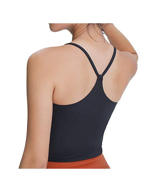 Lemedy Strappy Back Tank Top for Women with Built in Bra Workout Yoga Shirts