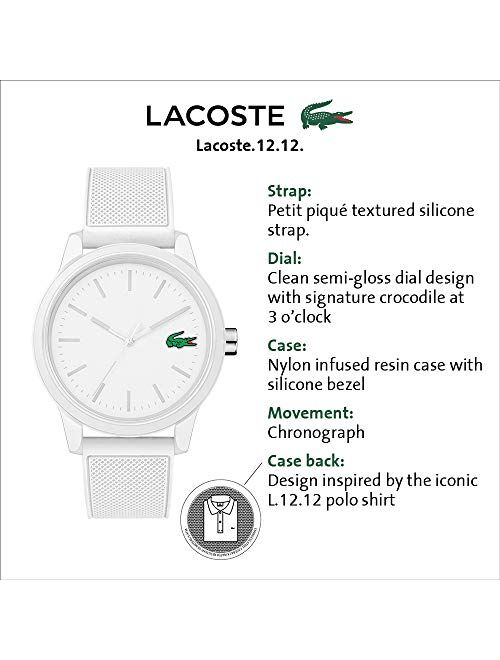 Lacoste Men's TR90 Quartz Watch with Rubber Strap, White, 20 (Model: 2010984)