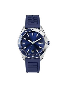 TIEBREAKER Men's Quartz Stainless Steel and Leather Strap Casual Watch, Color: Blue (Model: 2011125)