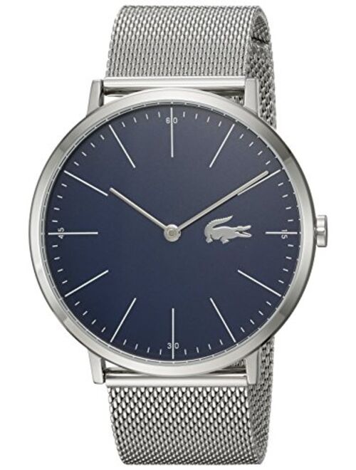 Lacoste Men's Moon Stainless Steel Quartz Watch with Stainless-Steel Strap, Silver, 20 (Model: 2010900)