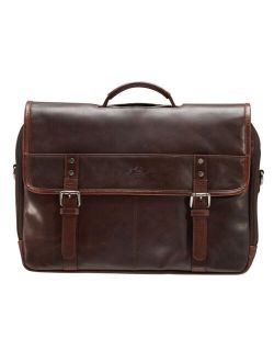Mancini Men's Double Compartment Briefcase with RFID Secure Pocket for 15.6" Laptop and Tablet