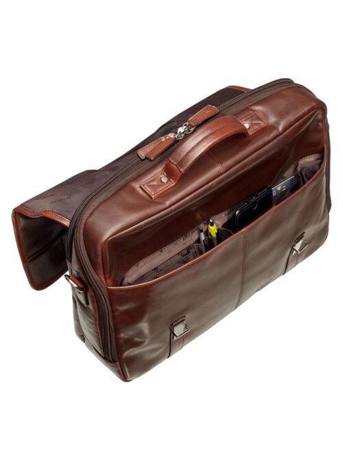 Mancini Men's Double Compartment Briefcase with RFID Secure Pocket for 15.6" Laptop and Tablet