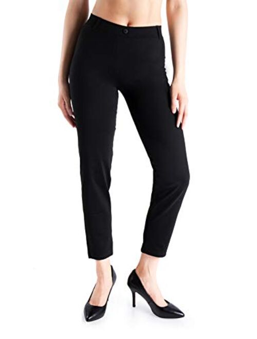Yogipace,Belt Loops,Women's Petite/Regular/Tall Cigarette Dress Yoga Pants Tapered Ankle Pant Skinny Leggings Work Pants