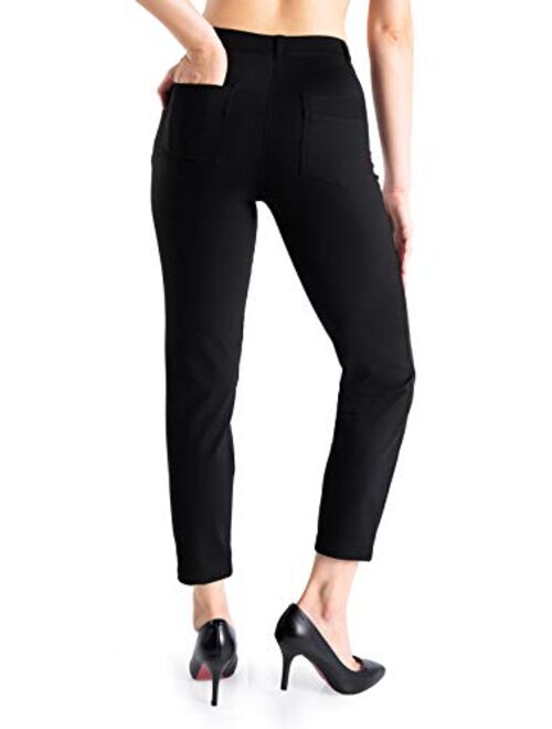 Yogipace,Belt Loops,Women's Petite/Regular/Tall Cigarette Dress Yoga Pants Tapered Ankle Pant Skinny Leggings Work Pants