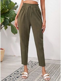 Knotted Paperbag Waist Cigarette Pants