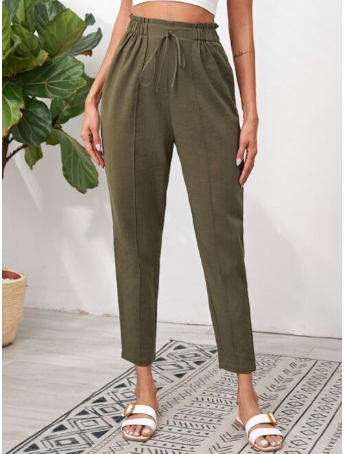 SHEIN Knotted Paperbag Waist Cigarette Pants