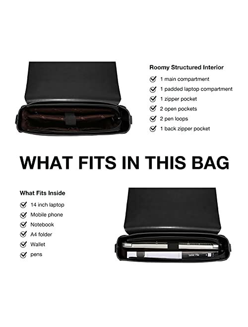 ECOSUSI Women's Briefcase Vegan Leather 15.6 inch Laptop Bag for School Shoulder Computer Satchel Bag with Detachable Bow, Light Brown
