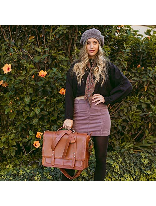 ECOSUSI Women Briefcase PU Leather Laptop Bag College Satchel fit 15.6" Laptop