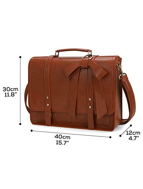 ECOSUSI Women Briefcase PU Leather Laptop Bag College Satchel fit 15.6" Laptop