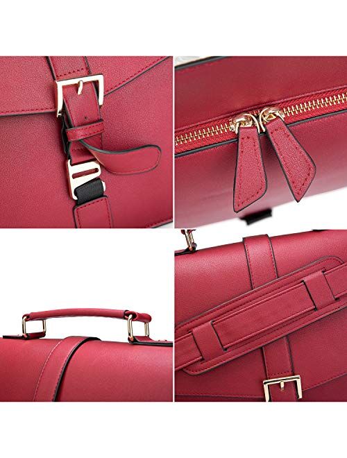 Estarer Women Leather Briefcase for Travel Office Business Satchel 15.6 inch Laptop Messenger Bag