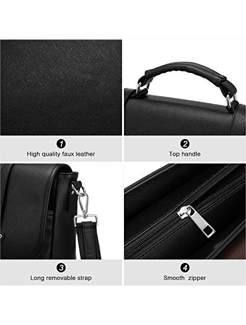 LOVEVOOK Laptop Bag for Women, 15.6 inch Briefcase for Women, Multi-Pocket Laptop Tote Work Bags with Professional Padded Compartments, Black-Beige