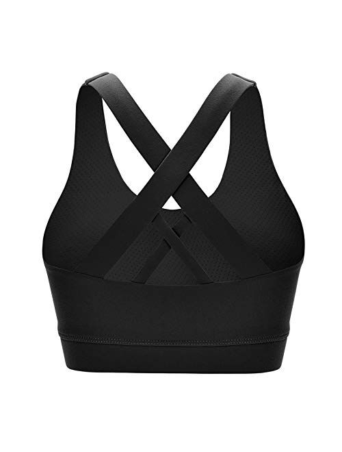 Zando Sports Bras for Women Criss Cross Back Yoga Bra Strappy Sports Bra Padded Removable Cups Bras Gym Workout Top Bra