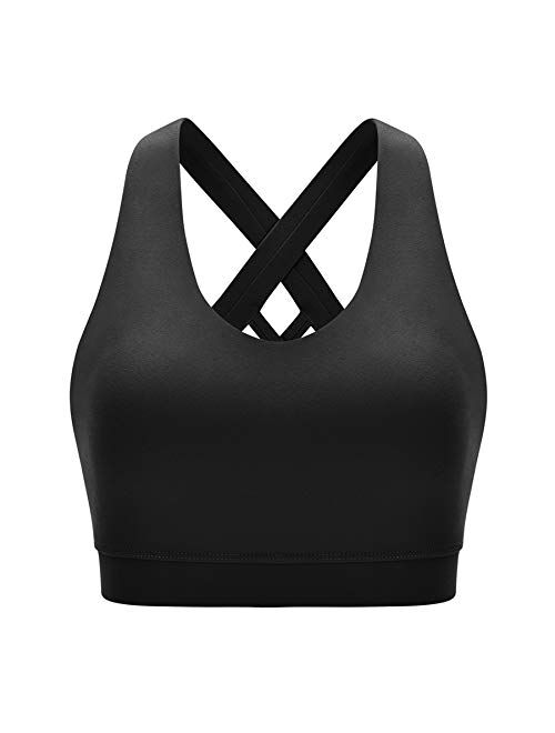 Zando Sports Bras for Women Criss Cross Back Yoga Bra Strappy Sports Bra Padded Removable Cups Bras Gym Workout Top Bra