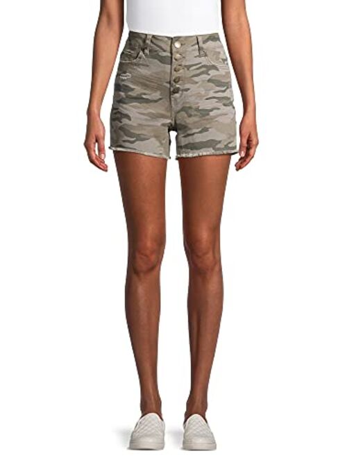 Buy Time and Tru Women's High Rise 5 Button Denim Shorts online ...