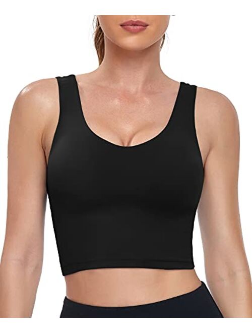 Byoauo Tank Tops with Built in Bra Criss Cross Workout Crop Top for Women